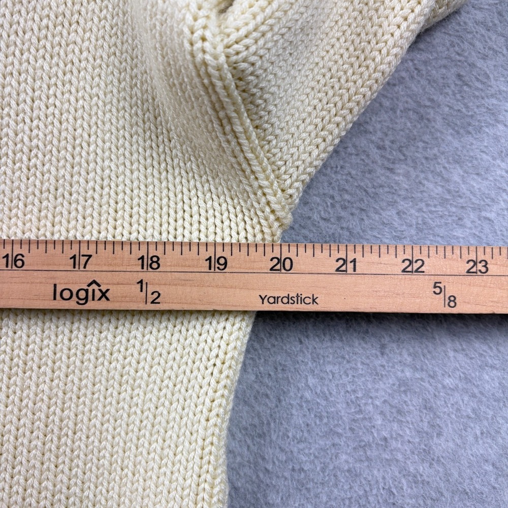 Vintage Puritan Sweater Hoodie Mens Large Ivory Chunky Knit Henley Pullover 80s - Picture 6 of 8
